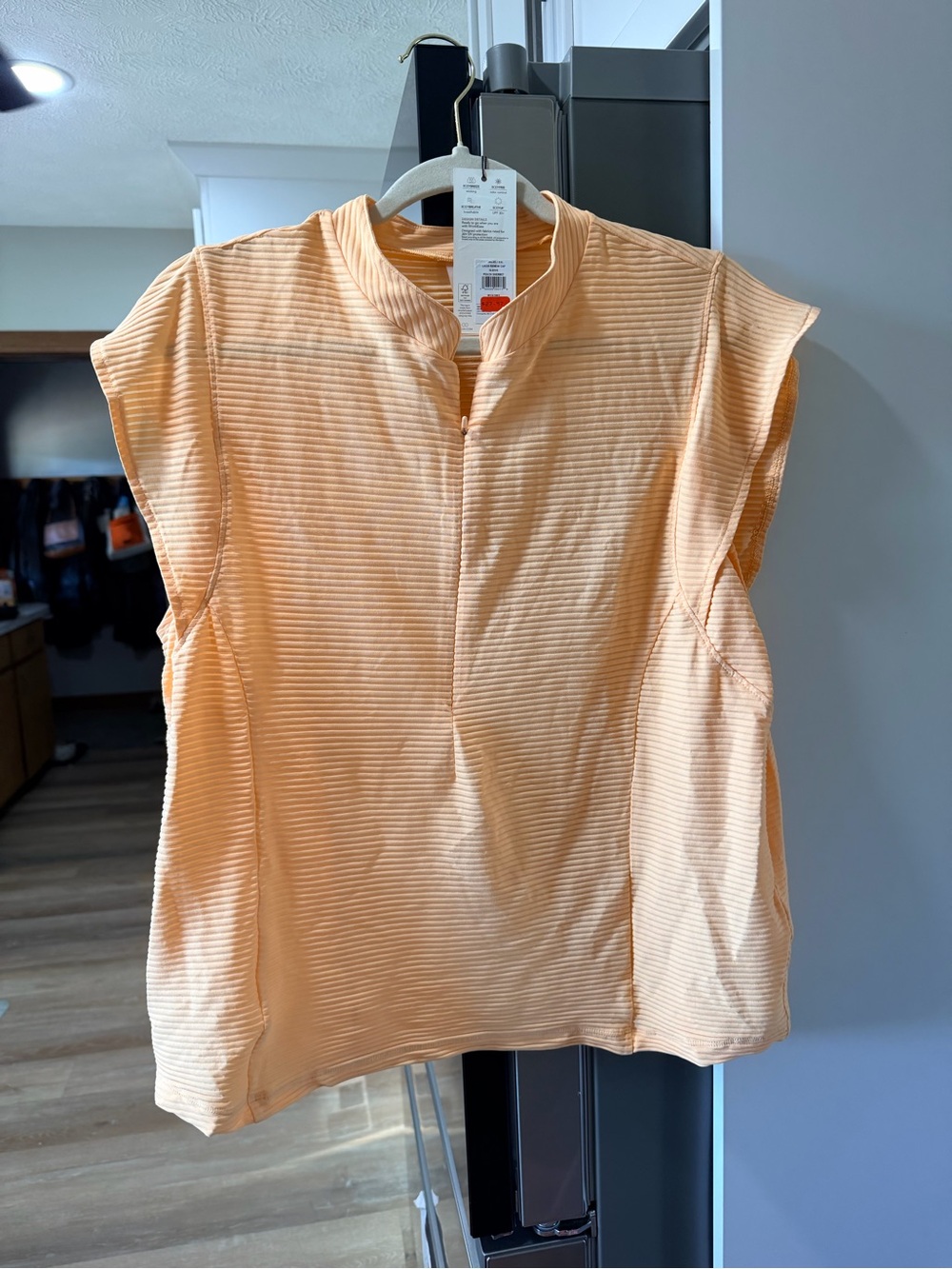 CALIA by Carrie Underwood Peach Short-Sleeve Striped Knit Top